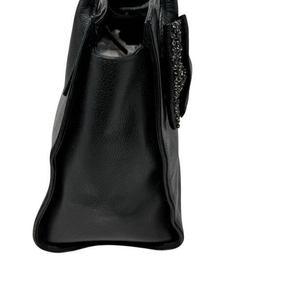 Kate Spade New York Black Manor Place Cow Leather Rhinestones Bow Satchel Purse - Picture 5 of 16